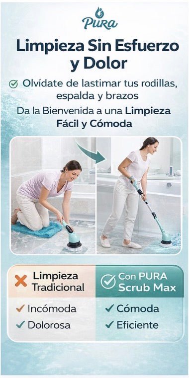 PURA Scrub Max - El Cepillo Eléctrico 9 en 1 que Recupera tu Tiempo - cepillo elèctrico de limpieza|E - amsshopp