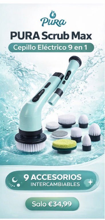 PURA Scrub Max - El Cepillo Eléctrico 9 en 1 que Recupera tu Tiempo - cepillo elèctrico de limpieza|E - amsshopp